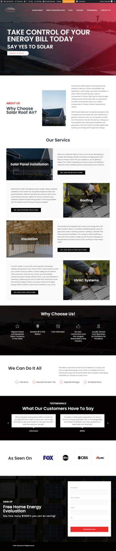 Solar Panel Installation Service Website Design