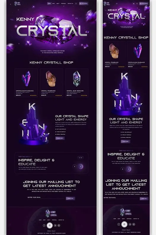 krystal music ecommerce website design