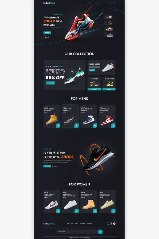 sneak footwear wordpress website design